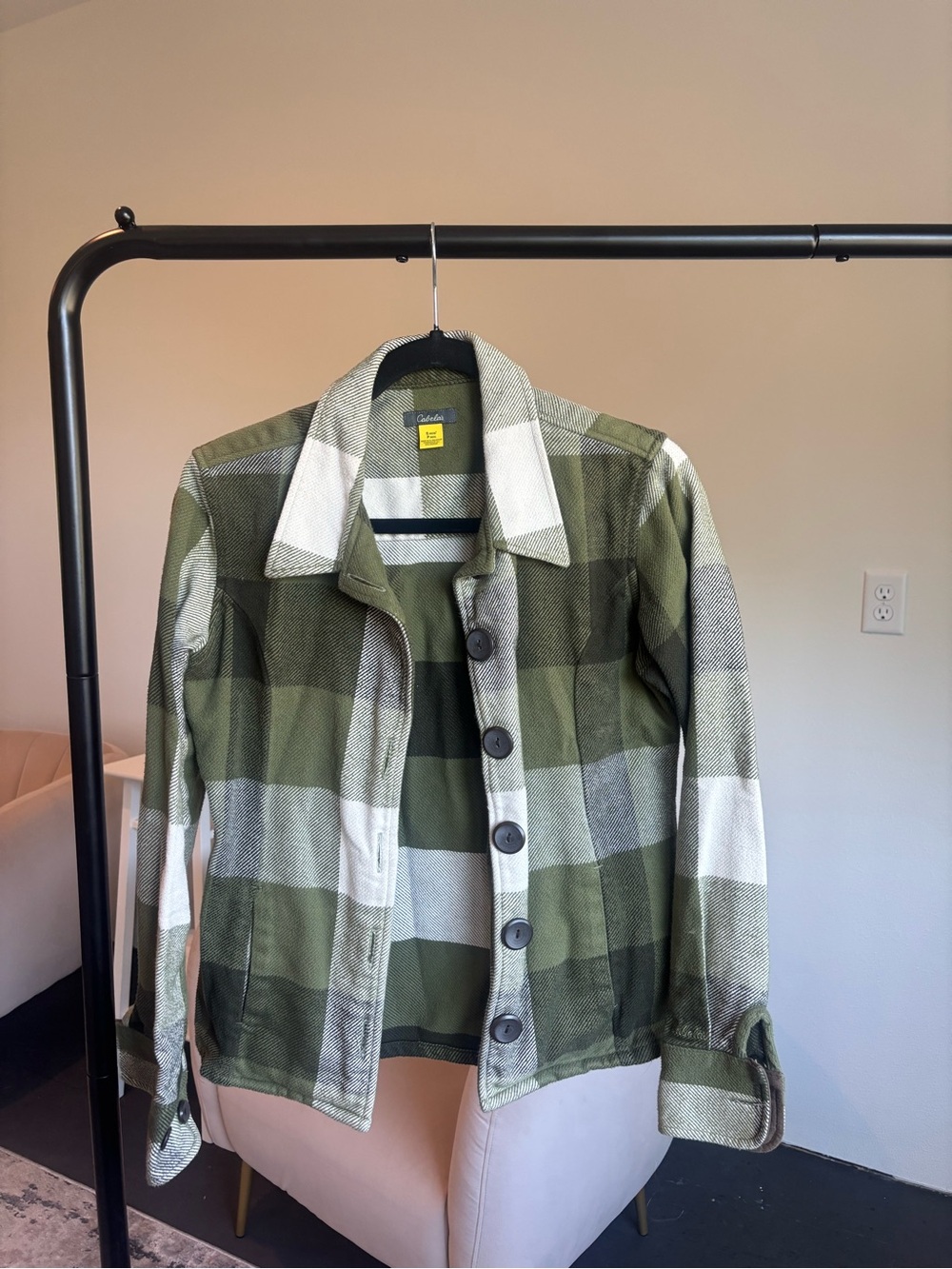 Cabela's Olive Green & Cream Plaid Jacket
